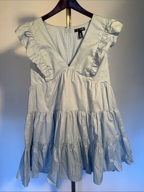 Aqua Light Blue Ruffle Tiered womens Dress size M